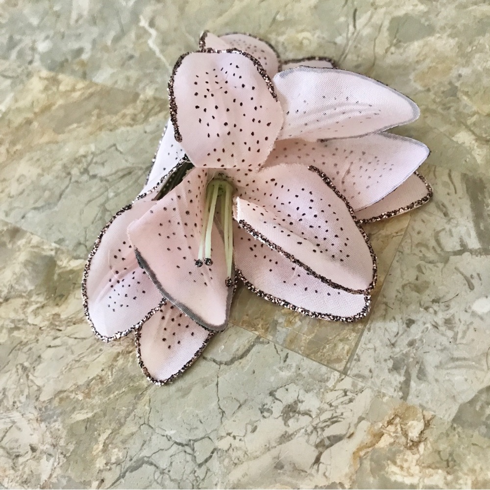 š„Pink Orchids Hair Clip Barrette Pink/Greenā - Picture 2 of 11
